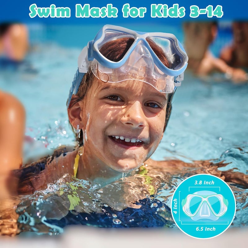 Freela 2 Pack Kids Swim Goggles Mask for Boys Girls 3-14, Tempered Glass Lens 180° HD View with Nose Cover for Pool Beach - Image 2